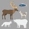 Alaska vector state symbols flat style america travel animal national geographic outdoor wildlife north arctic concept