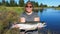 Alaska Woman Holding Silver Salmon Lake Clark National Park