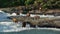 Alaskan brown bears wait for salmons at the waterfalls