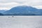 Alaskan Fishing Boats Near Mountain