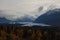 Alaskan glacier coming out of the mountains