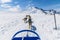 An Alaskan Husky team setting out on a run on the Denver glacier close to Skagway, Alaska