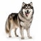 Alaskan Malamute Purebred Dog Standing on White