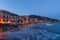 Alassio from the sea by night, Liguria, Italy