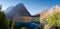 Alaudin lakes in Fann mountains, Tajikistan. Picturesque panorama of turquoise lake in Fann mountains. Beautiful nature landscape