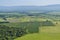 Alazani Valley with its fields and vineyards in Kvareli, a view from a road leading from the plain to Nekresi Monastery. Kakheti R