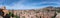 Albacin old town roofs background top view from the Generalife gardens, Alhambra castle, Andalusia, Spain. Wide angle panoramic