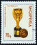 ALBANIA - CIRCA 1966: A stamp printed in Albania shows Jules Rimet Cup and Football, circa 1966.
