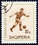 ALBANIA - CIRCA 1966: A stamp printed in Albania shows soccer player and map of Switzerland 1954, circa 1966.