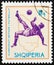 ALBANIA - CIRCA 1966: A stamp printed in Albania shows soccer player and map of Uruguay 1930, circa 1966.