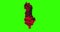 Albania country shape outline on green screen with national flag waving animation