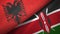 Albania and Kenya two flags textile cloth, fabric texture