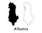 Albania Map. Black silhouette and outline isolated on white background. EPS Vector