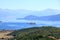 Albania- Prespa National Park- Lake Prespa with Maligrad Island - Greece and Macedonia in the background