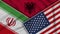 Albania United States of America Iran Flags Together Fabric Texture Illustration