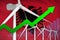 Albania wind energy power rising chart, arrow up - alternative natural energy industrial illustration. 3D Illustration