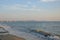 Albanian sandy beach and Adriatic Sea just before sunset.