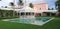 ALBANY, NASSAU. BAHAMAS - JULY 21, 2018. Gazebo from the resorts in Albany marina