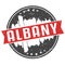 Albany New York Round Travel Stamp Icon Skyline City Design Seal Badge Illustration.