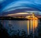 Albany NY night scene city scape from across Hudson River