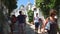 ALBEROBELLO, ITALY - JULY 31, 2017: Scenic sight with tourists in Alberobello, the famous Trulli village in Apulia