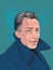 Albert Camus portrait in line art illustration