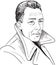 Albert Camus portrait in line art illustration