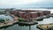 Albert Docks in the city of Liverpool - aerial view - travel photography