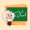 Albert Einstein Cartoon In A Classroom Scene