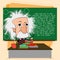 Albert Einstein Cartoon In A Classroom Scene