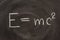 Albert Einstein E=mc2l formula on blackboard