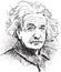 Albert Einstein portrait illustration, line art vector