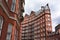 Albert hall mansions in London, red brick historic buldings