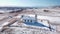 Alberta Alberta Canada, November 01 2021: Aerial view of historic McDougall Memorial United Church during winter.