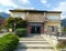 Albino, Bergamo. The facade of the building of the cableway that reach the village of Selvin