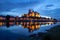 Albrechtsburg and Meissen city skyline on the river Elbe at nigh