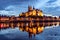 Albrechtsburg and Meissen city skyline on the river Elbe at nigh