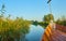 Albufera canal boats in El Palmar de Valencia Spain