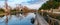 Albufera nature reserve with wooden fishing boats and pier in Catarroja