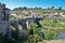 Alcantara Bridge, medieval bridge and urban zipline span across