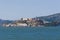 Alcatraz island in San Francisco bay, California with former prison ruins