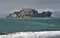 Alcatraz offshore SanFrancisco appears like a early steam liner on the horizon