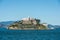 Alcatraz prison island in San Francisco at hot summer day.