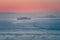 Alcatraz prison island seen in san francisco bay at sunrise