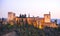 Alcazaba in Alhambra Palace at sunset, Granada, Spain