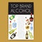 Alccohol banner wine list template for bar or restaurant menu design vector illustration. Creative artistic top brand