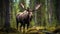 Alces alces shirasi, Moose, Elk is standing in dry grass, in typical autumn environment