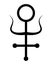 alchemical antimony symbol, sacred sign, ancient mystical cross, black tattoo hand drawn with brush, pagan engraving vector