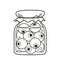 Alchemical ingredient eyeballs in a large glass jar covered with paper outlined for coloring page on white