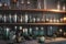 Alchemist lab. A strange and creepy cabinet of curiosities filled with lots of bottles and glass jars. CG Artwork